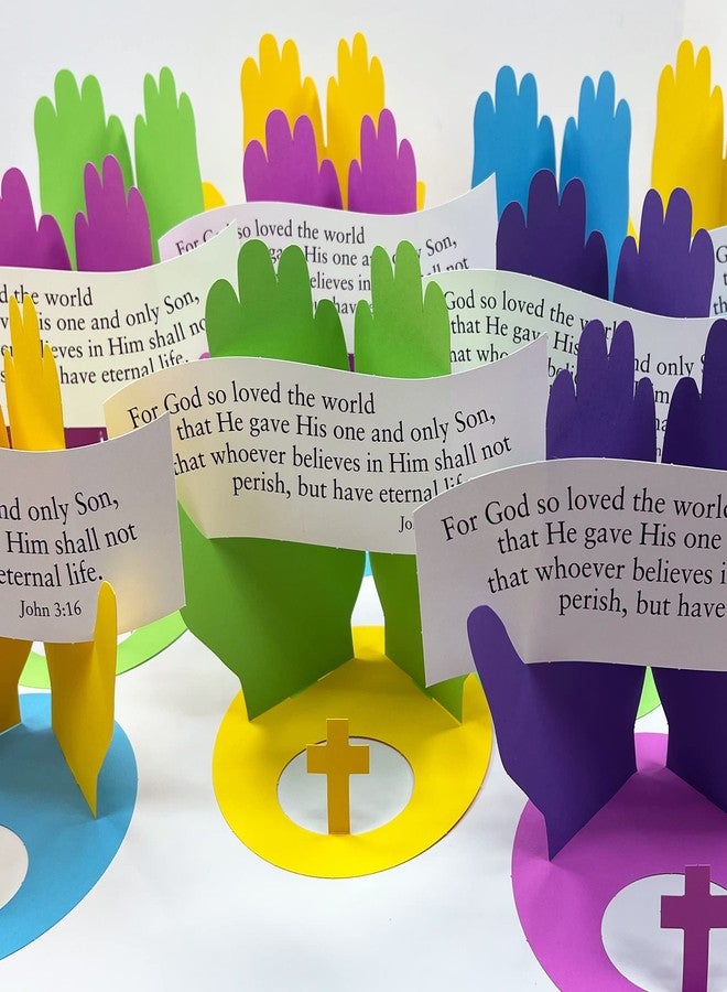 مجموعة FreshCut Crafts John 3:16 Punch-Out 3D Paper Kit، 12 قطعة عرض ملونة لتزيين الطاولة، حرفة كتاب مقدس للأطفال من سن 5 سنوات فما فوق، مثالية لمدارس الأحد، والأنشطة الكنسية، والتعليم المنزلي، وتزيين الفصول الدراسية - Image 5